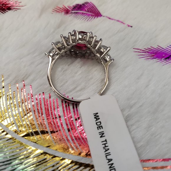 Ruby White Topaz Sterling Silver Ring SZ 8 TGW - Picture 7 of 14